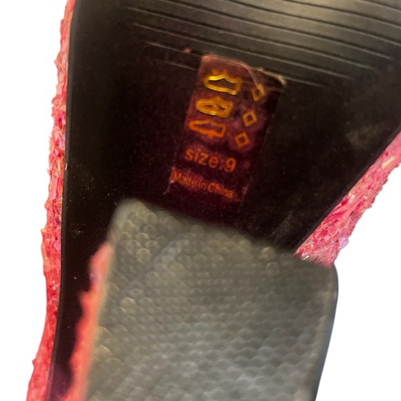 Pink Spiked Confetti Wedged Heels - Picture 10 of 11